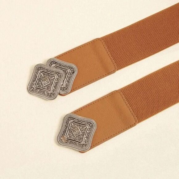 Women's Elastic Waist Belt, Matches Dresses, Simple Versatile Fashion Belt Brown - Picture 5 of 5